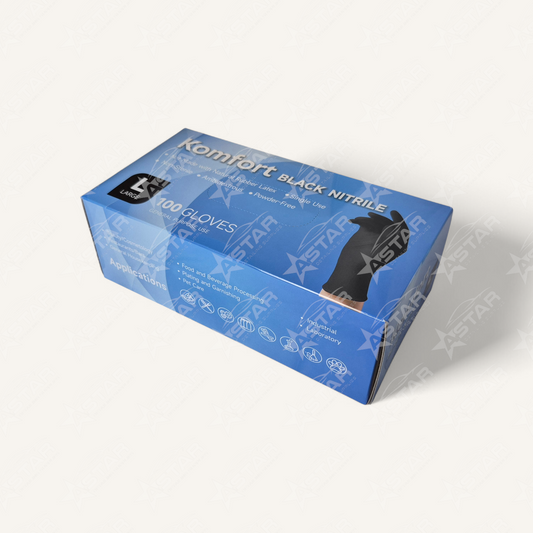 KOMFORT Black Nitrile Gloves 6MIL, 100pc (Medium, Large, X-Large Available)