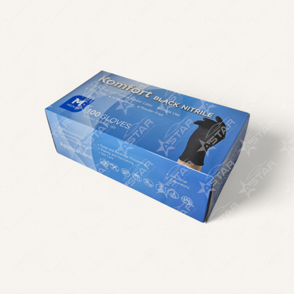 KOMFORT Black Nitrile Gloves 6MIL, 100pc (Medium, Large, X-Large Available)